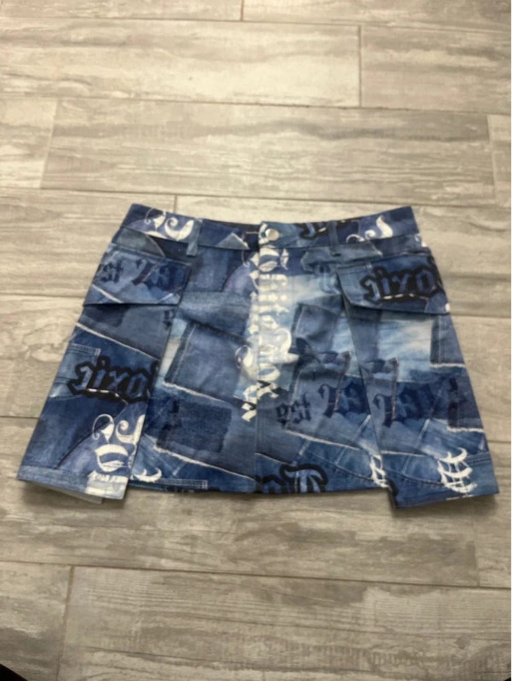 White Fox Patterned Jean Skirt